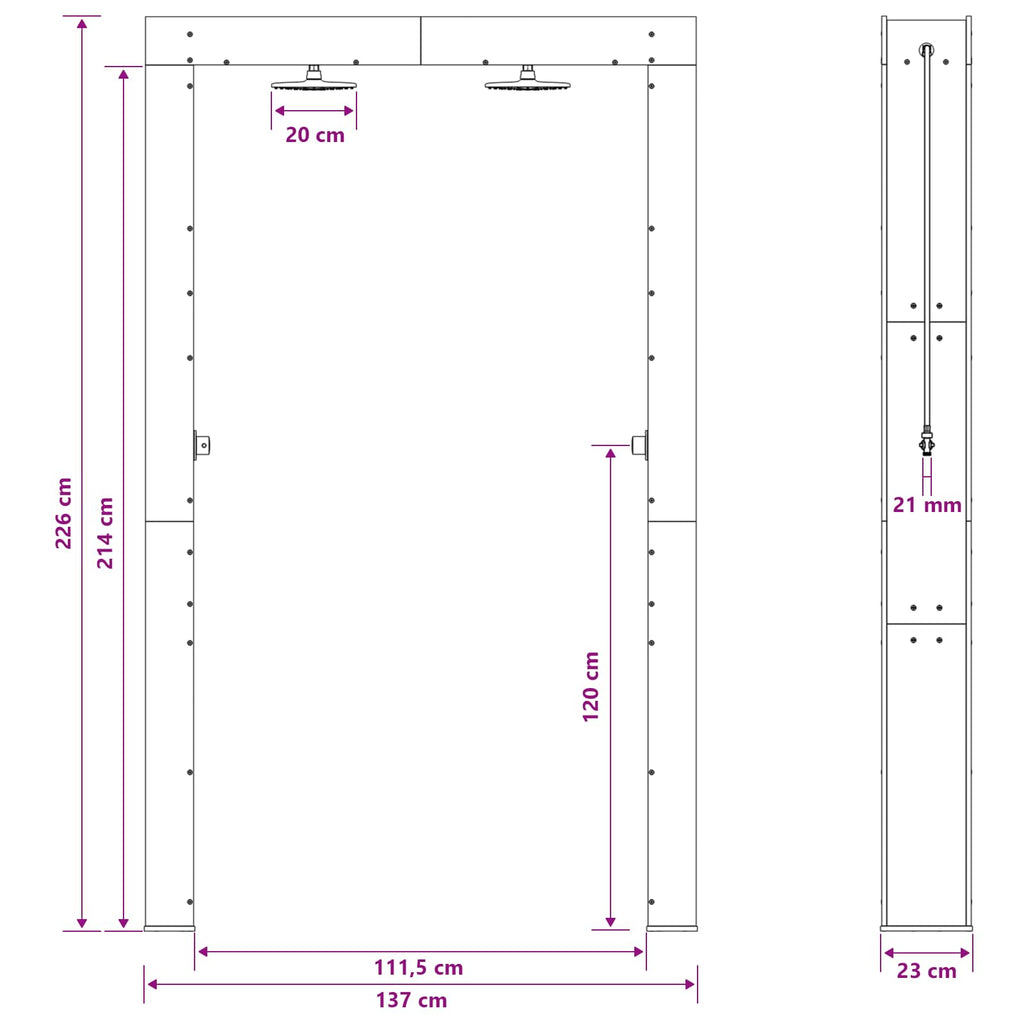 vidaXL Prysznic na zewnątrz 226 cm Biały