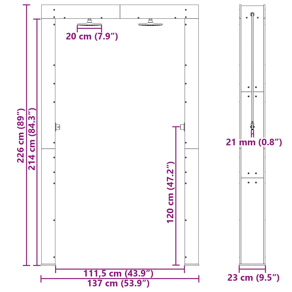 vidaXL Prysznic na zewnątrz 226 cm naturalny