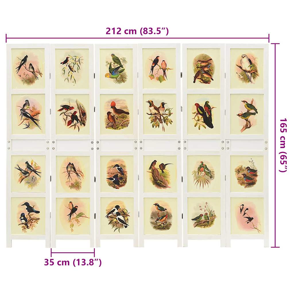vidaXL Panel Romdivider Biały 212 x 165 cm MDF