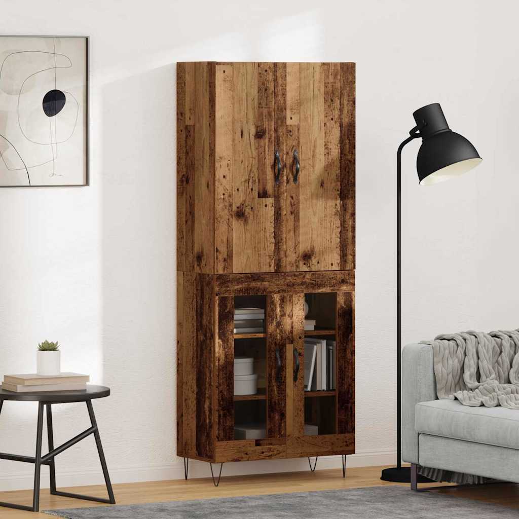 vidaXL Highboard 2 pcs Stare drewno Drewno inżynieryjne i szkło