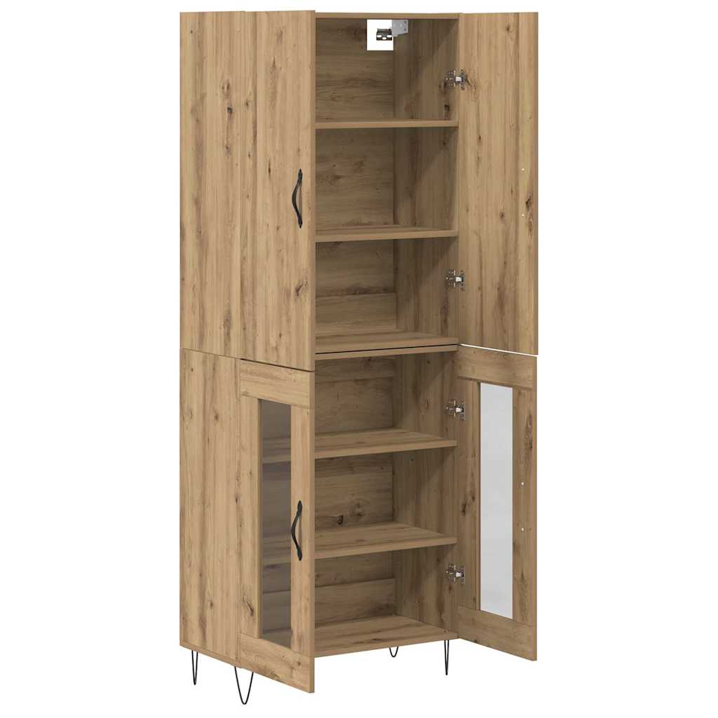 vidaXL Highboard 2 pcs Dąb rzemieślniczy Drewno inżynieryjne i szkło