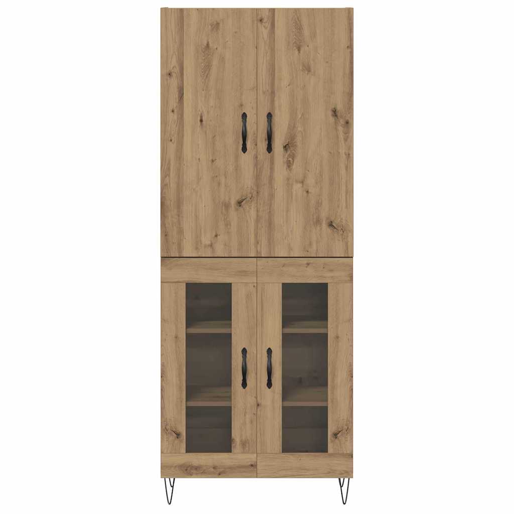 vidaXL Highboard 2 pcs Dąb rzemieślniczy Drewno inżynieryjne i szkło