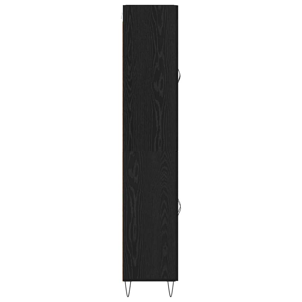 vidaXL Highboard 2 pcs Czarny Dąb Drewno inżynieryjne i szkło