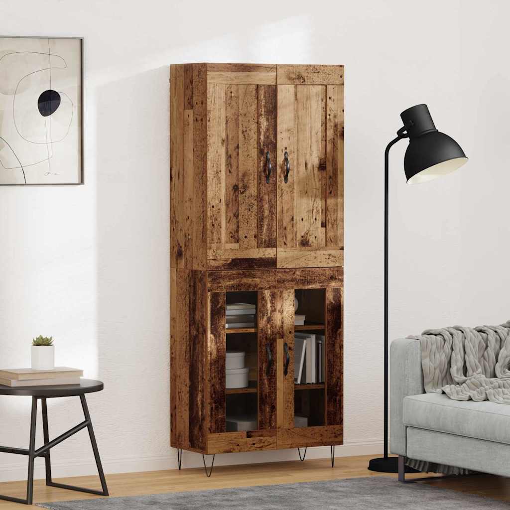 vidaXL Highboard Stare drewno 69,5 x 34 x 180 cm Drewno inżynieryjne