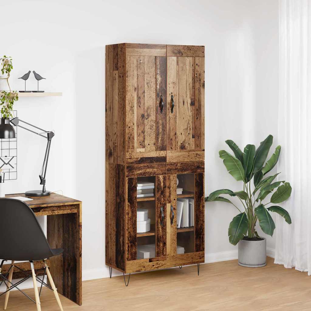 vidaXL Highboard Stare drewno 69,5 x 34 x 180 cm Drewno inżynieryjne