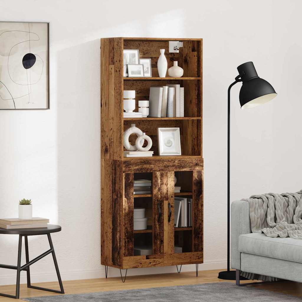 vidaXL Highboard 2 pcs Stare drewno Materiał drewnopochodny