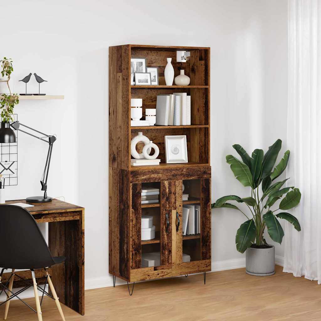 vidaXL Highboard 2 pcs Stare drewno Materiał drewnopochodny