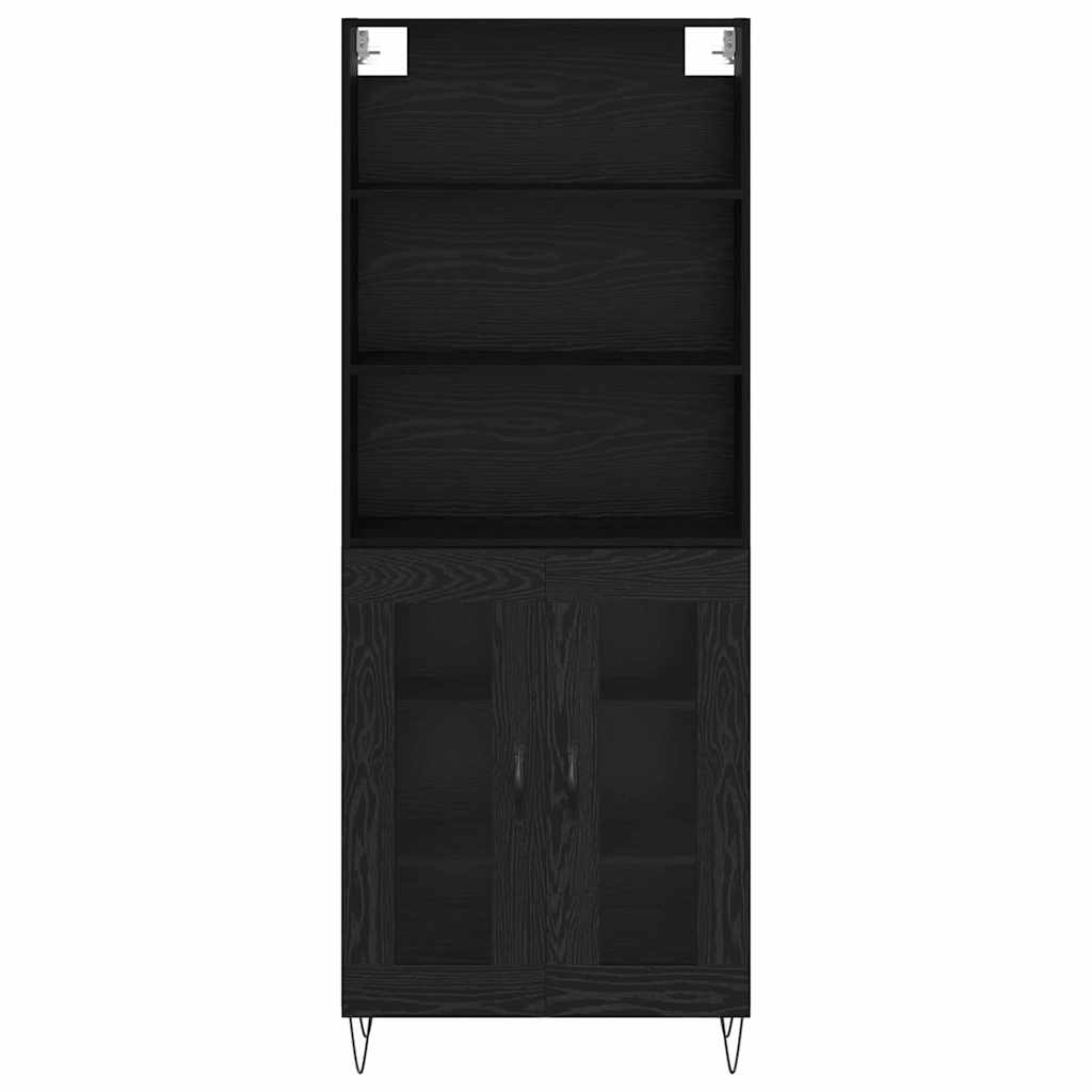 vidaXL Highboard 2 pcs Czarny Dąb Materiał drewnopochodny
