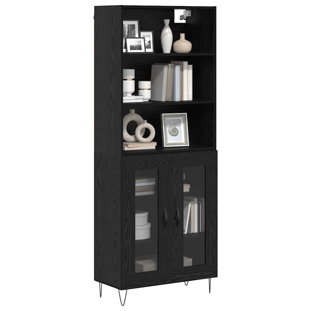 vidaXL Highboard 2 pcs Czarny Dąb Materiał drewnopochodny