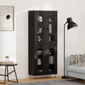 vidaXL Highboard Czarny Dąb 69,5 x 34 x 180 cm Materiał drewnopochodny