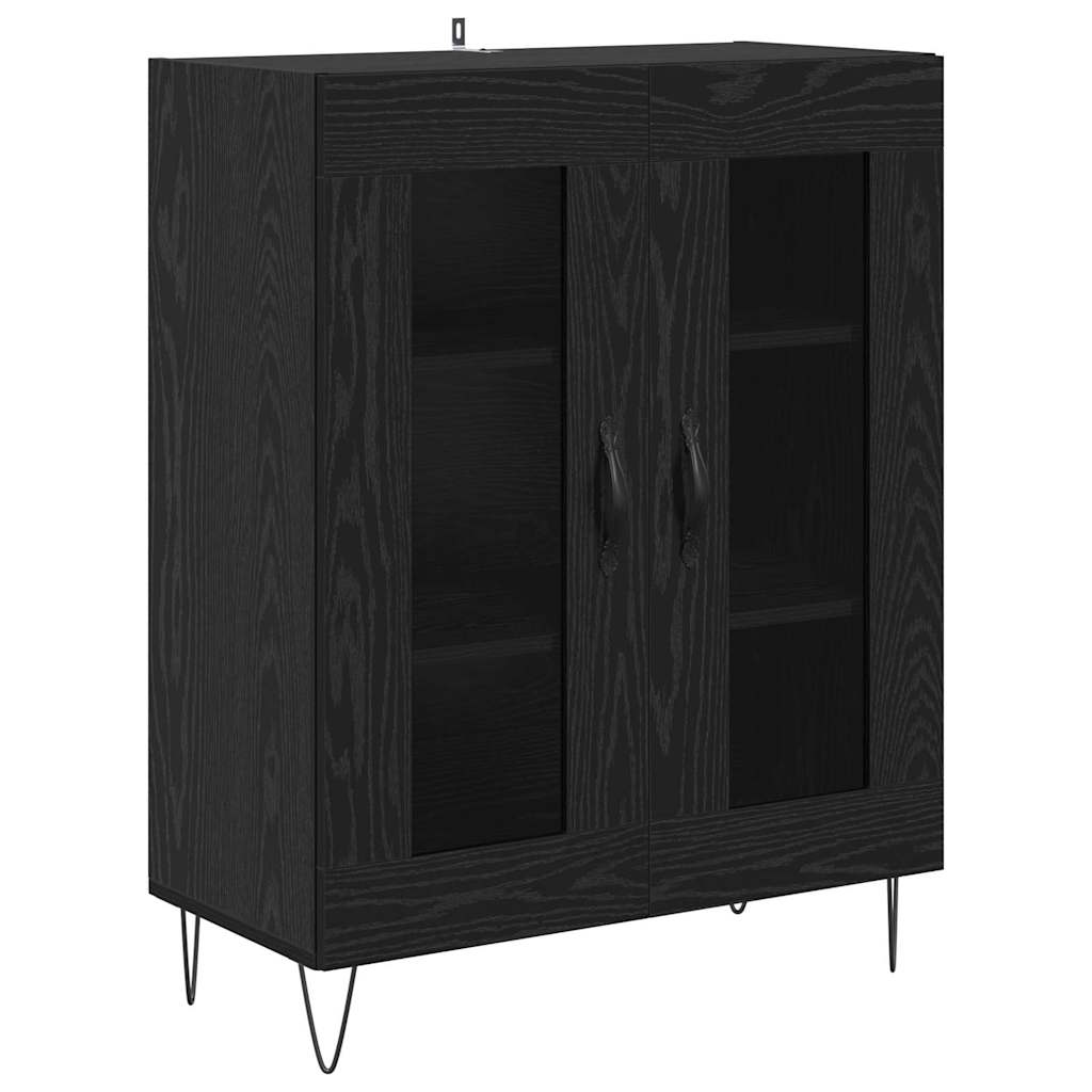 vidaXL Highboard Czarny Dąb 69,5 x 34 x 180 cm Materiał drewnopochodny