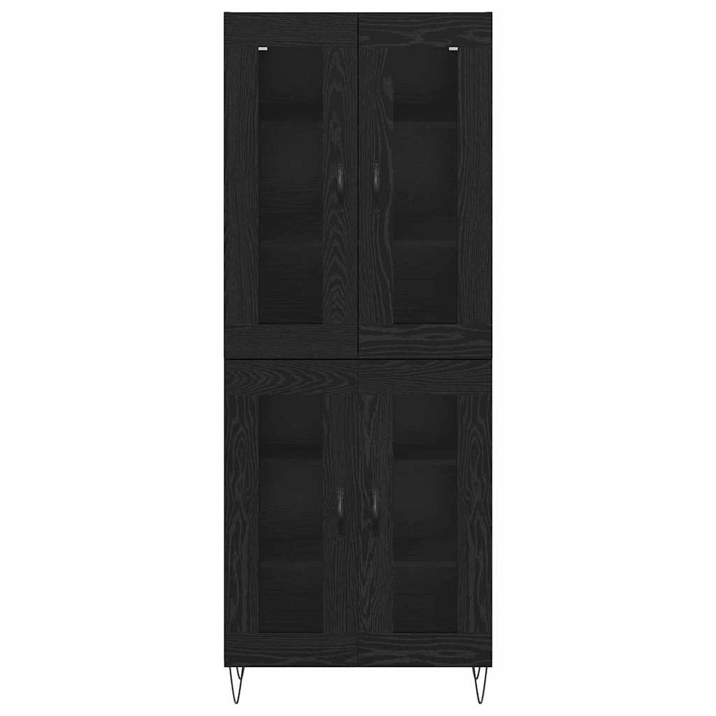 vidaXL Highboard Czarny Dąb 69,5 x 34 x 180 cm Materiał drewnopochodny