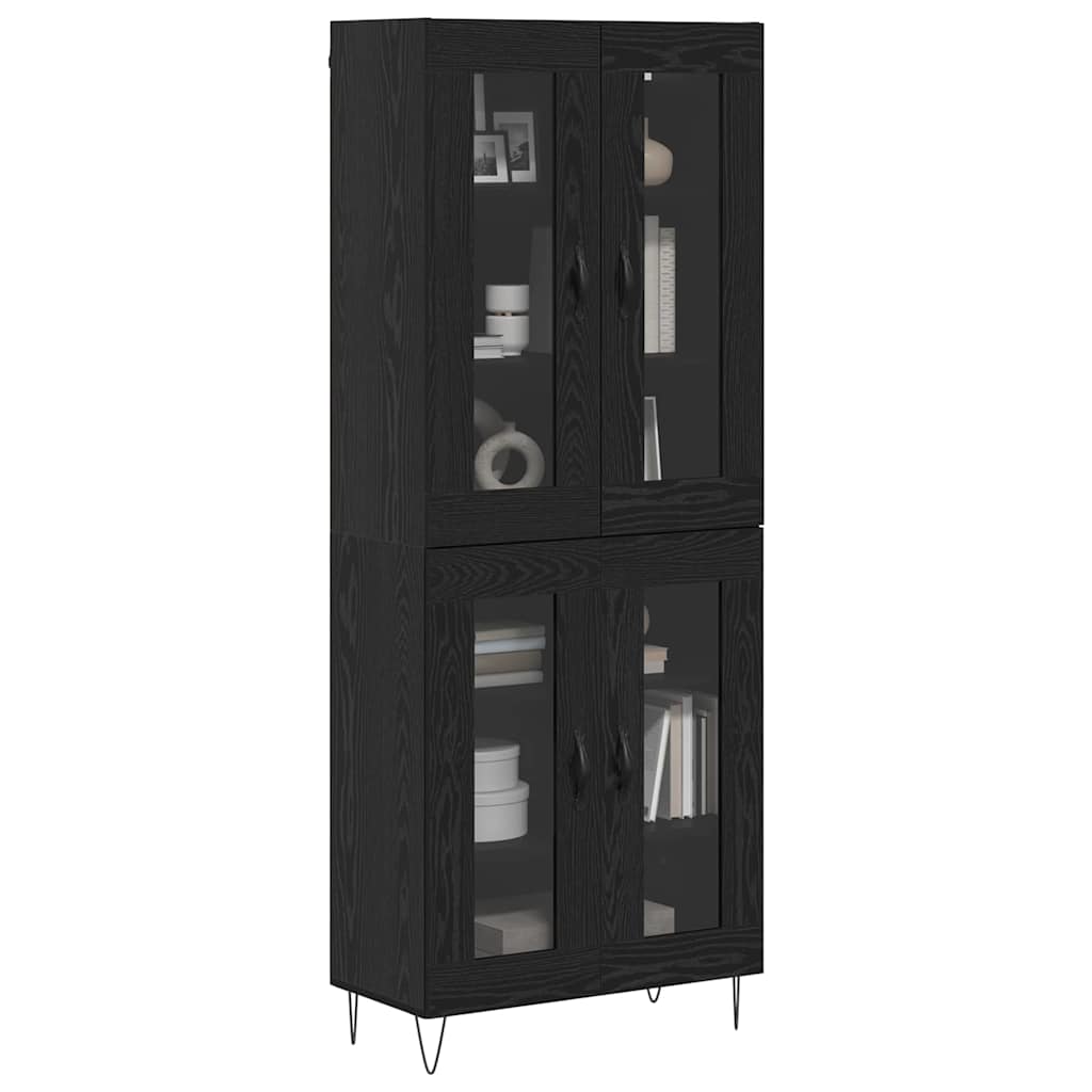 vidaXL Highboard Czarny Dąb 69,5 x 34 x 180 cm Materiał drewnopochodny
