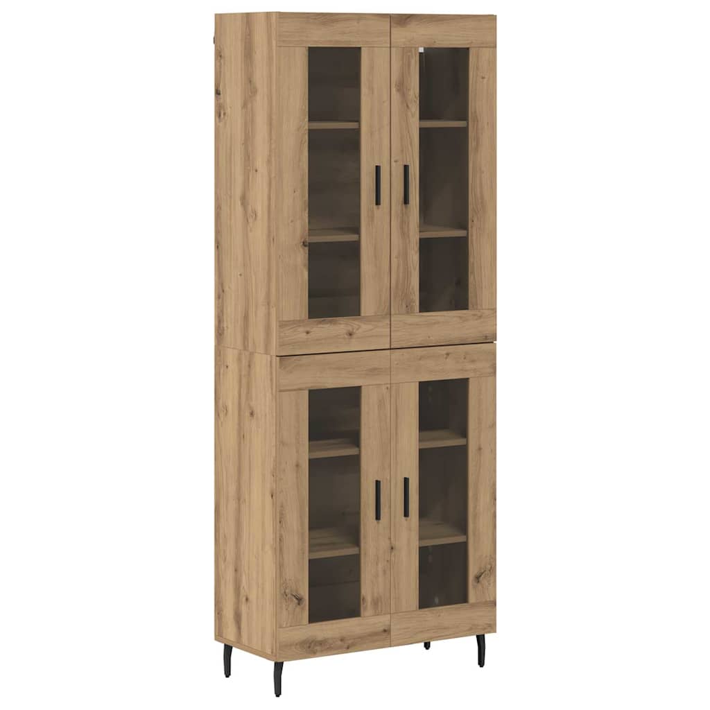 vidaXL Highboard 2 pcs Dąb rzemieślniczy Drewno inżynieryjne i szkło