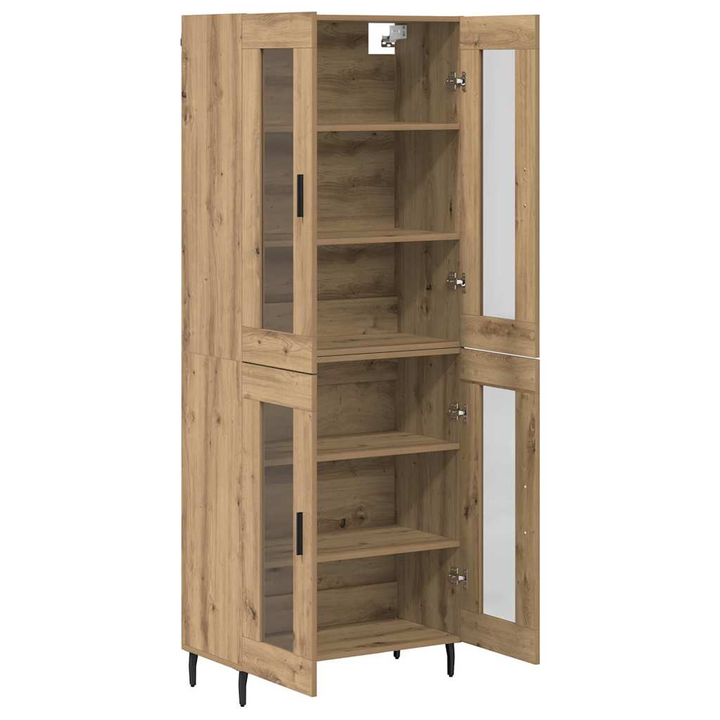 vidaXL Highboard 2 pcs Dąb rzemieślniczy Drewno inżynieryjne i szkło