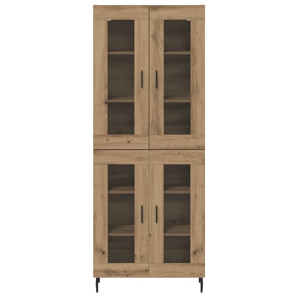 vidaXL Highboard 2 pcs Dąb rzemieślniczy Drewno inżynieryjne i szkło