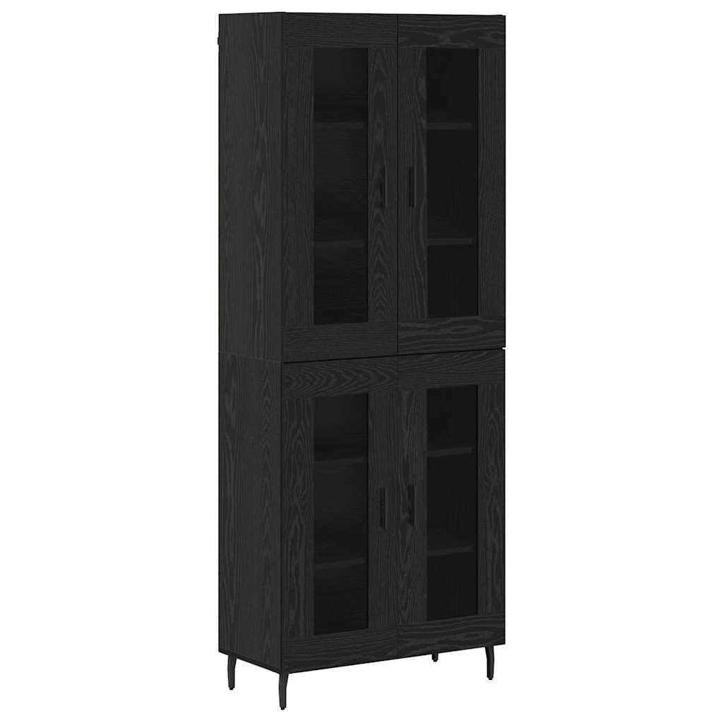 vidaXL Highboard 2 pcs Czarny Dąb Drewno inżynieryjne i szkło