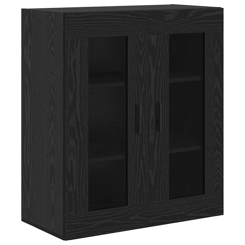 vidaXL Highboard 2 pcs Czarny Dąb Drewno inżynieryjne i szkło