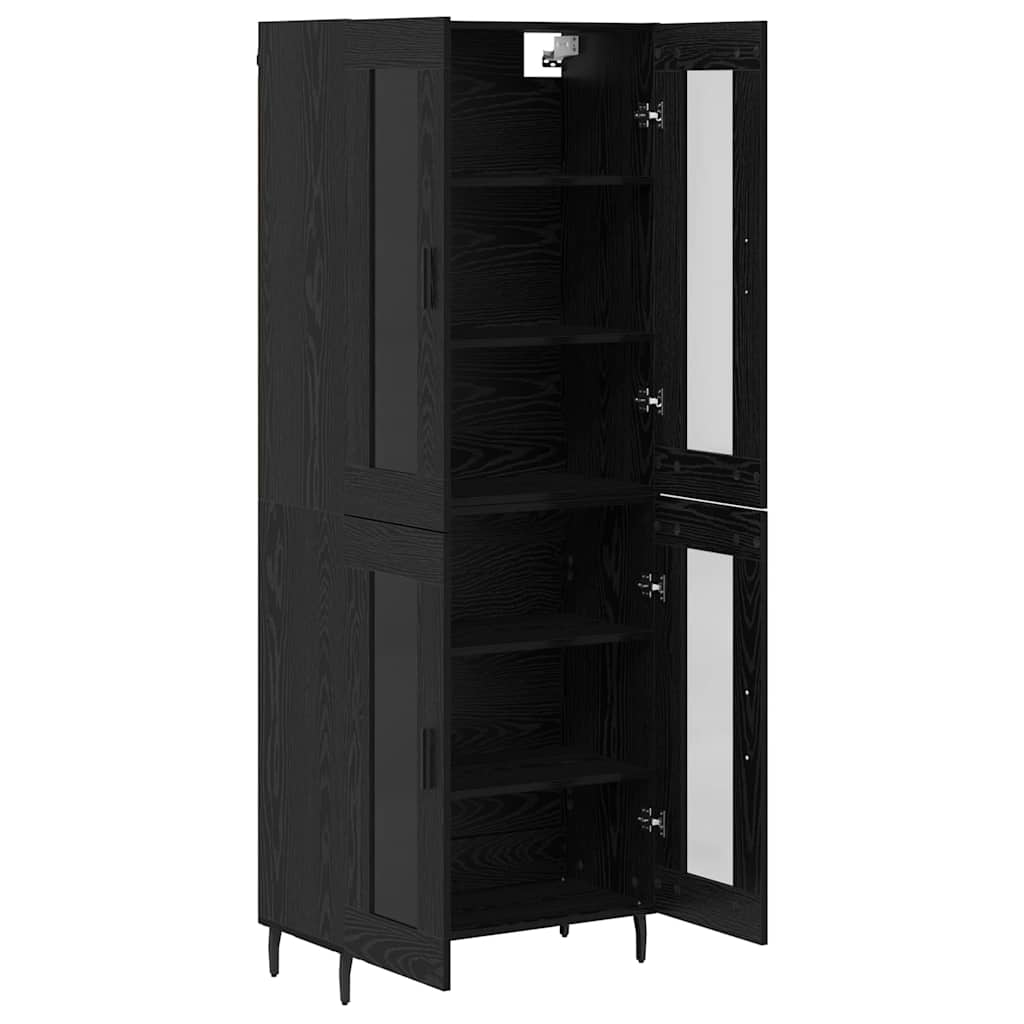 vidaXL Highboard 2 pcs Czarny Dąb Drewno inżynieryjne i szkło