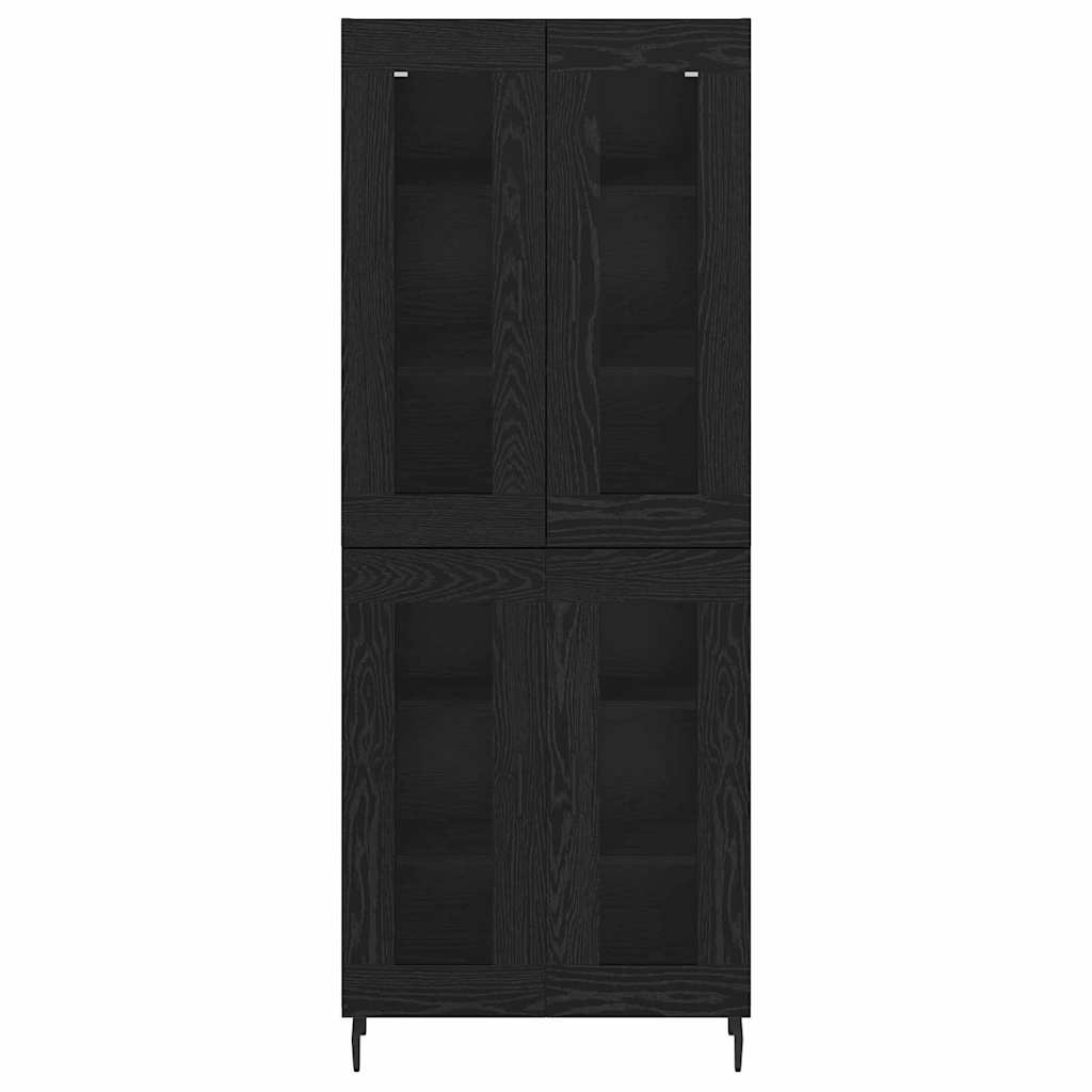 vidaXL Highboard 2 pcs Czarny Dąb Drewno inżynieryjne i szkło
