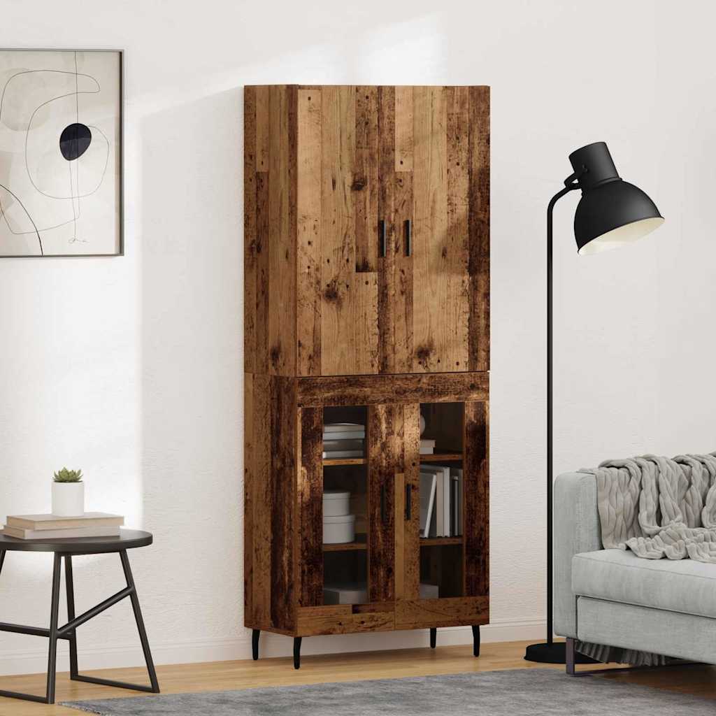 vidaXL Highboard Montowane na ścianie Stare drewno 69,5 x 34 x 180 cm