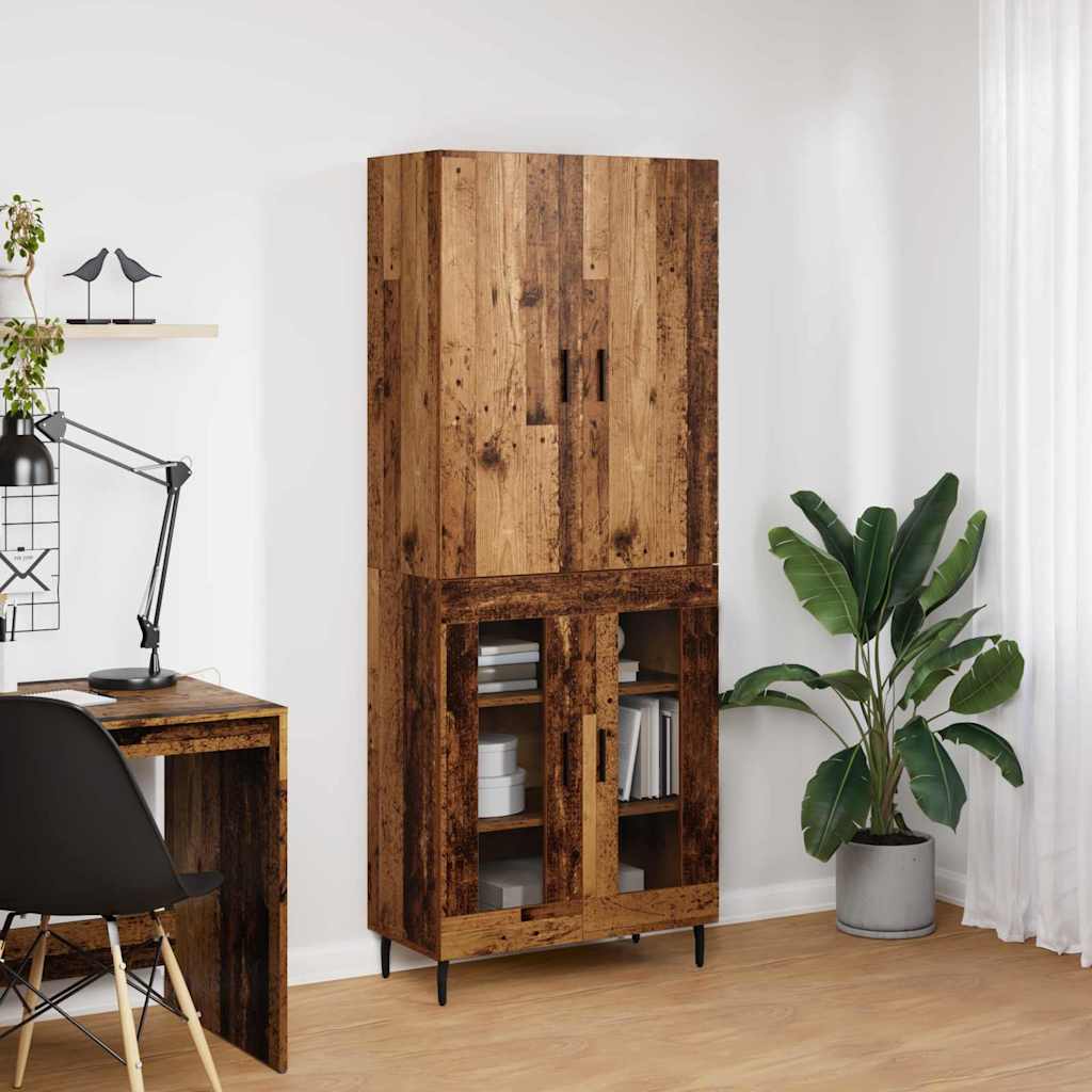 vidaXL Highboard Montowane na ścianie Stare drewno 69,5 x 34 x 180 cm