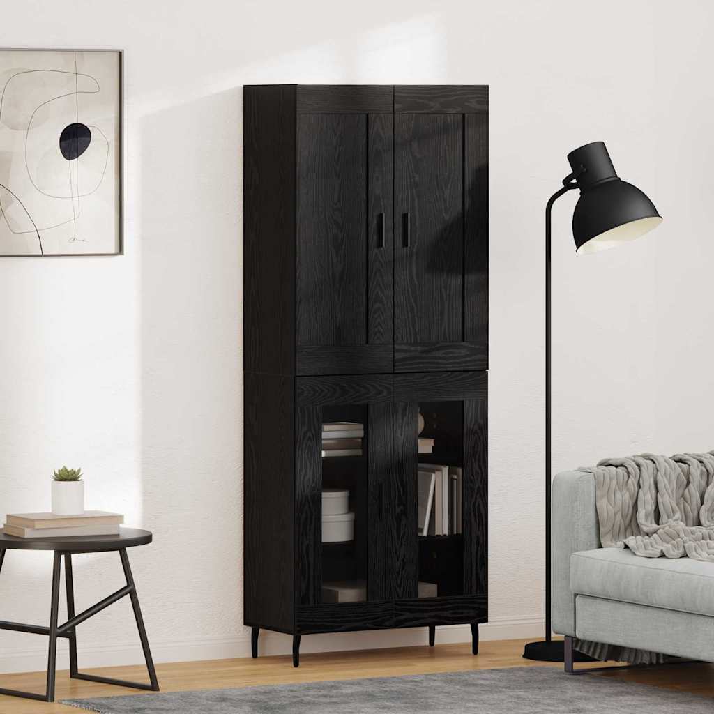 vidaXL Highboard 2 pcs Czarny Dąb Materiał drewnopochodny