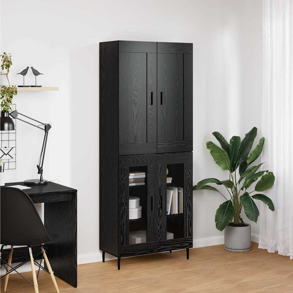 vidaXL Highboard 2 pcs Czarny Dąb Materiał drewnopochodny