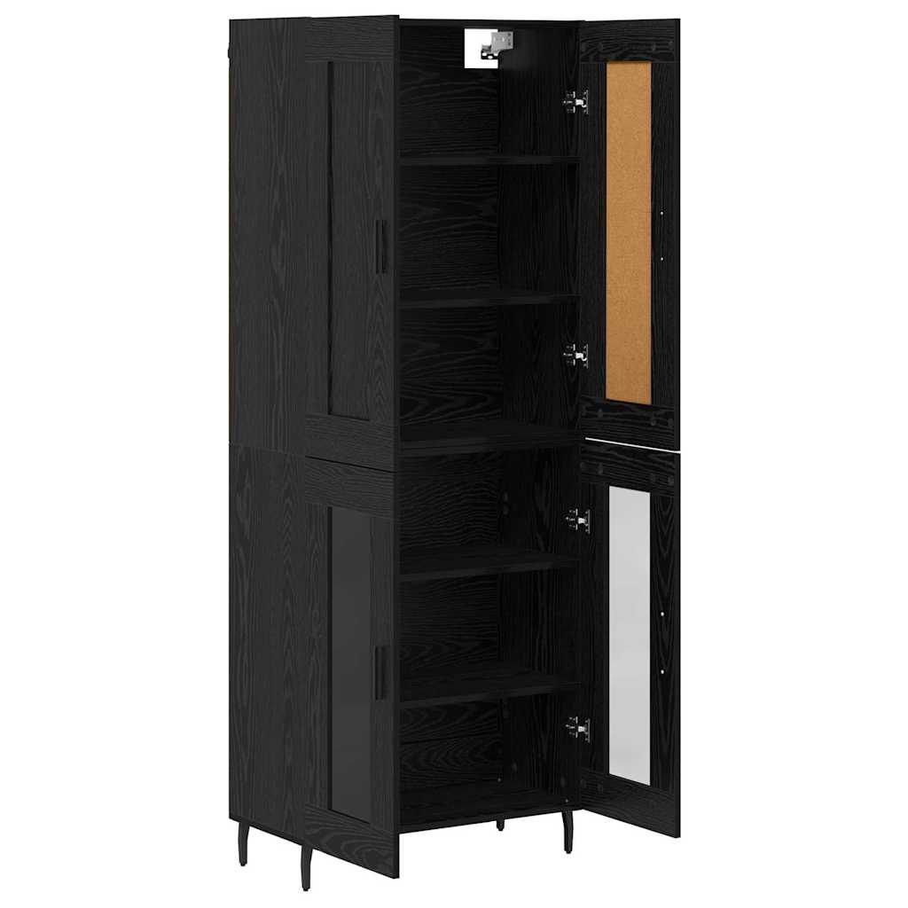 vidaXL Highboard 2 pcs Czarny Dąb Materiał drewnopochodny