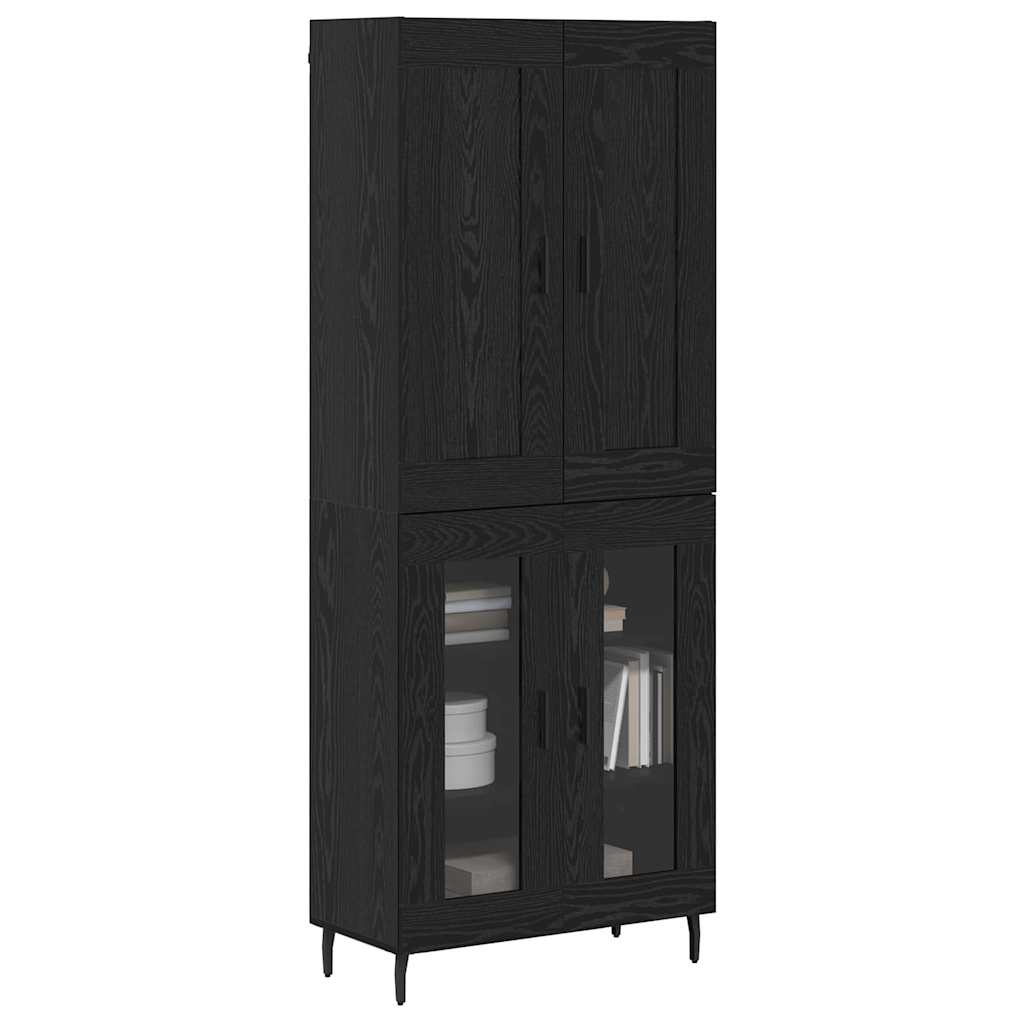 vidaXL Highboard 2 pcs Czarny Dąb Materiał drewnopochodny