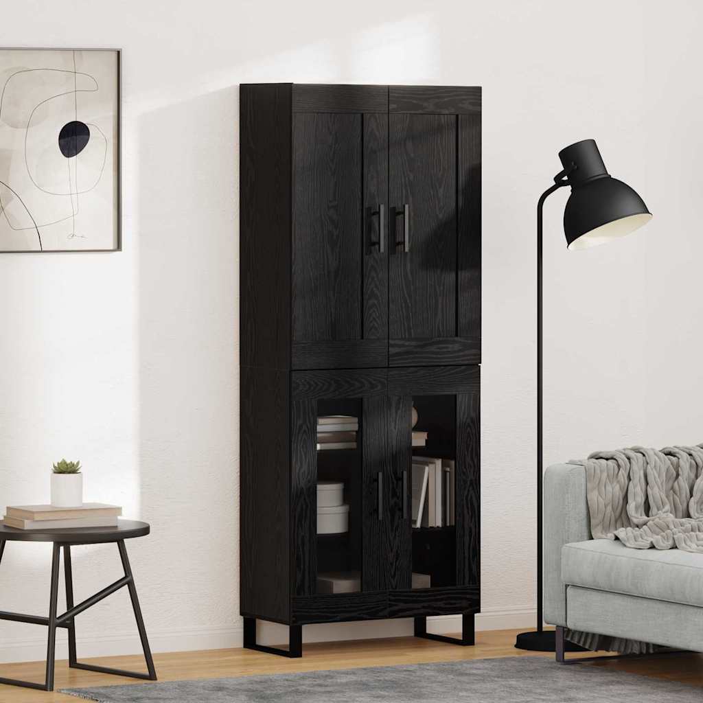 vidaXL Highboard Czarny Dąb 69,5 x 34 x 180 cm Materiał drewnopochodny