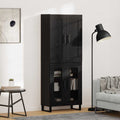 vidaXL Highboard Czarny Dąb 69,5 x 34 x 180 cm Materiał drewnopochodny