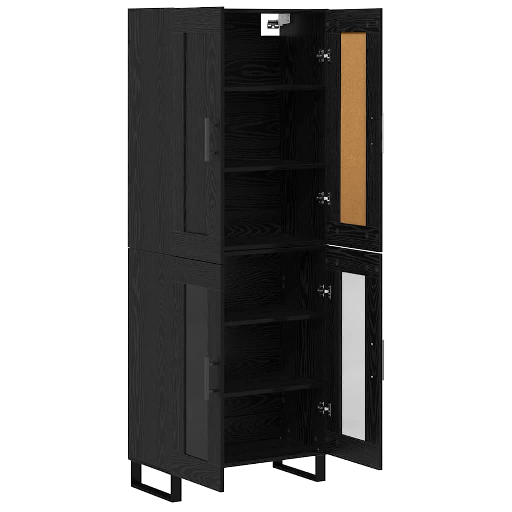 vidaXL Highboard Czarny Dąb 69,5 x 34 x 180 cm Materiał drewnopochodny