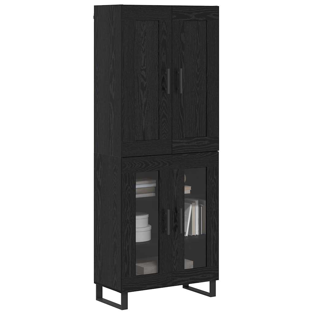 vidaXL Highboard Czarny Dąb 69,5 x 34 x 180 cm Materiał drewnopochodny