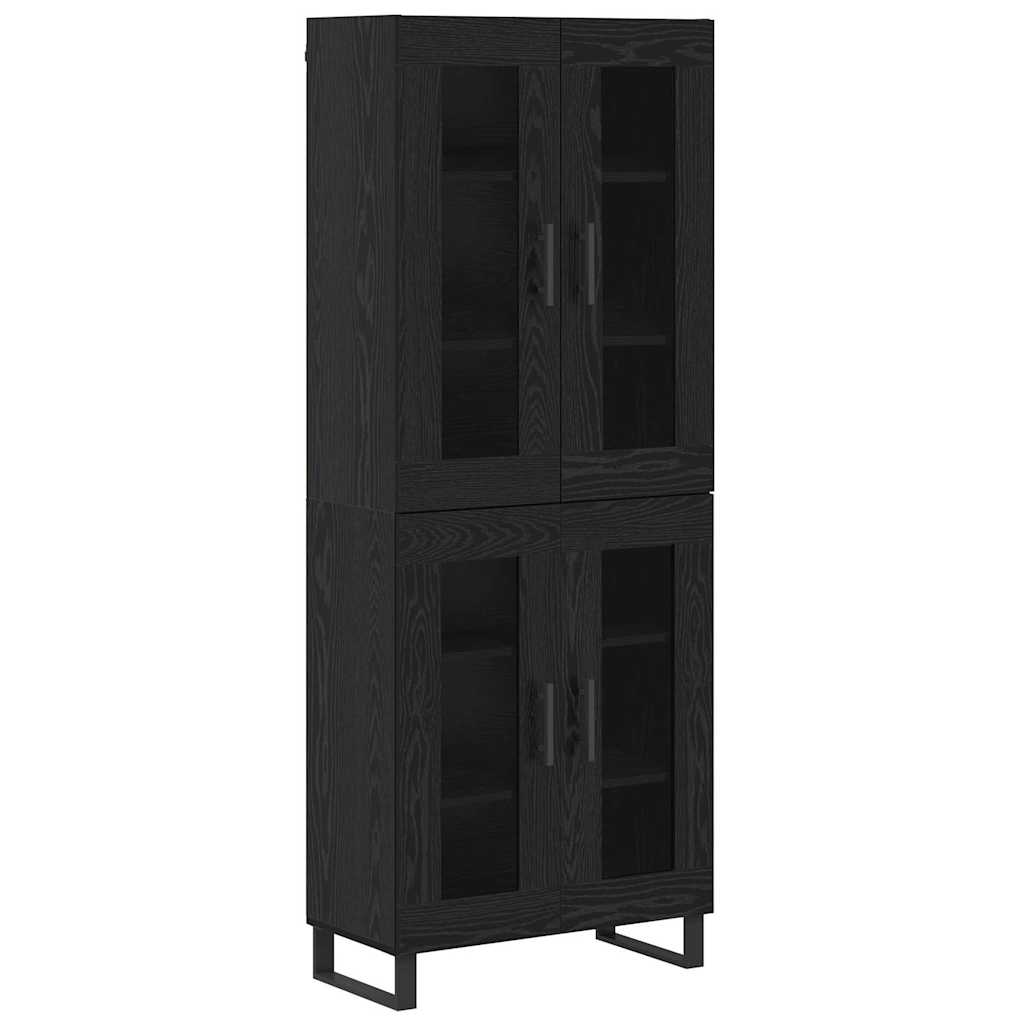 vidaXL Highboard 2 pcs Czarny Dąb Drewno inżynieryjne i szkło