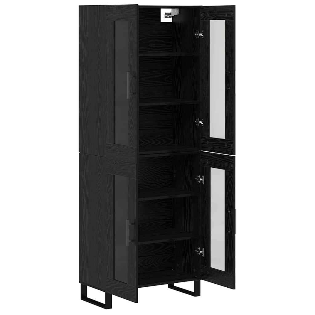 vidaXL Highboard 2 pcs Czarny Dąb Drewno inżynieryjne i szkło