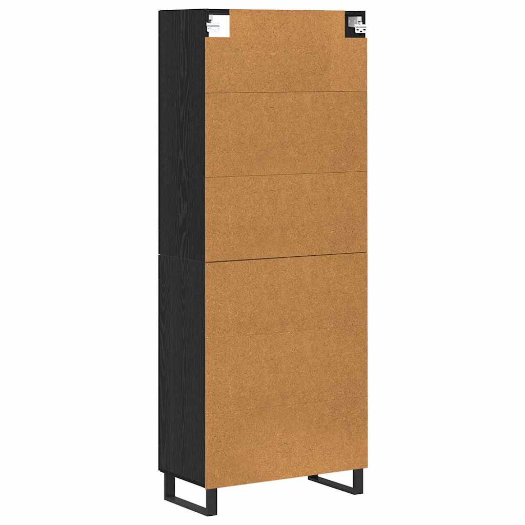 vidaXL Highboard 2 pcs Czarny Dąb Drewno inżynieryjne i szkło