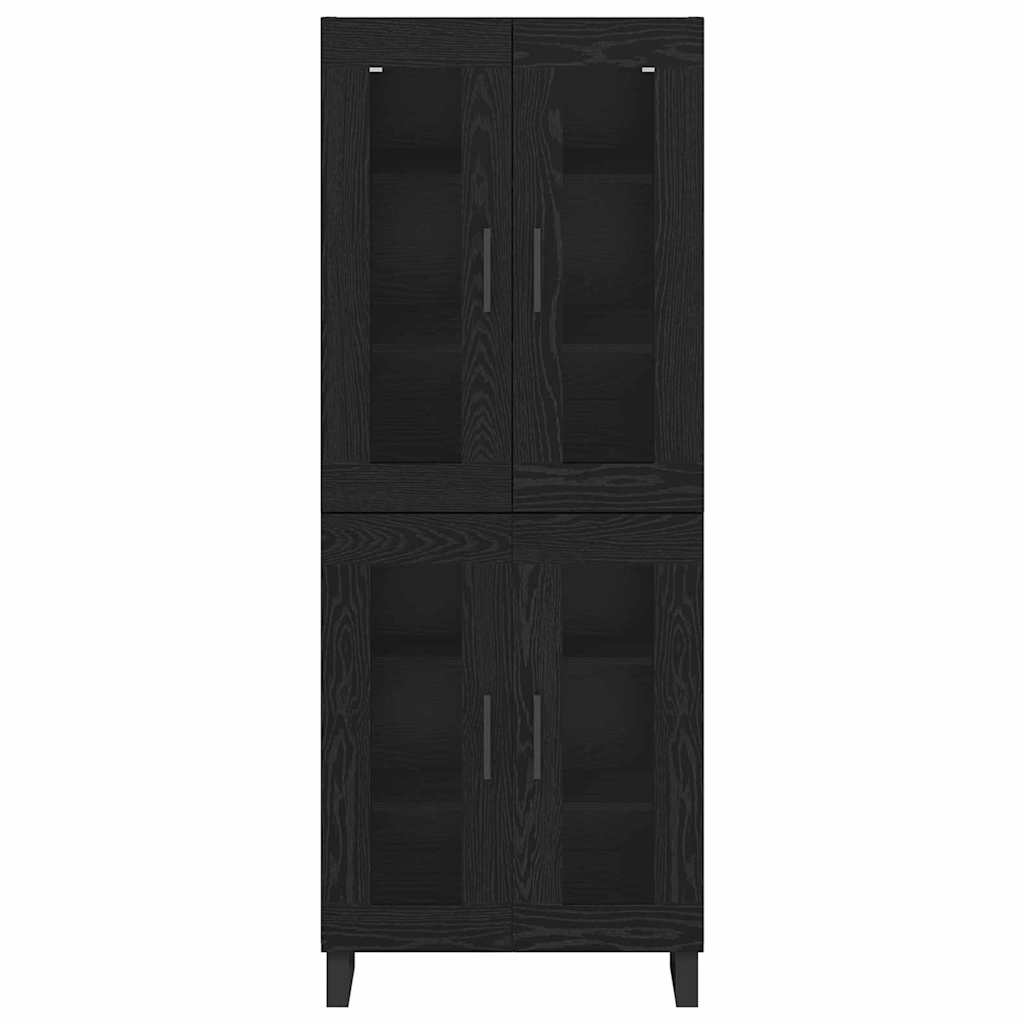 vidaXL Highboard 2 pcs Czarny Dąb Drewno inżynieryjne i szkło