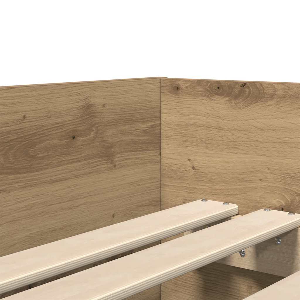 vidaXL Ramka łóżka Dąb rzemieślniczy 90 x 200 cm Lite drewno sosnowe