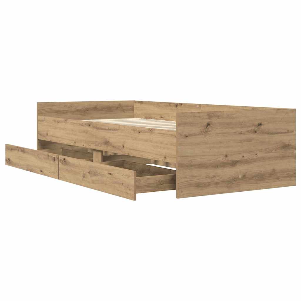 vidaXL Ramka łóżka Dąb rzemieślniczy 90 x 200 cm Lite drewno sosnowe