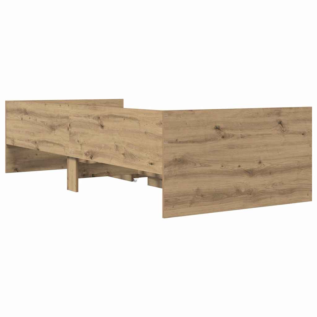 vidaXL Ramka łóżka Dąb rzemieślniczy 90 x 200 cm Lite drewno sosnowe