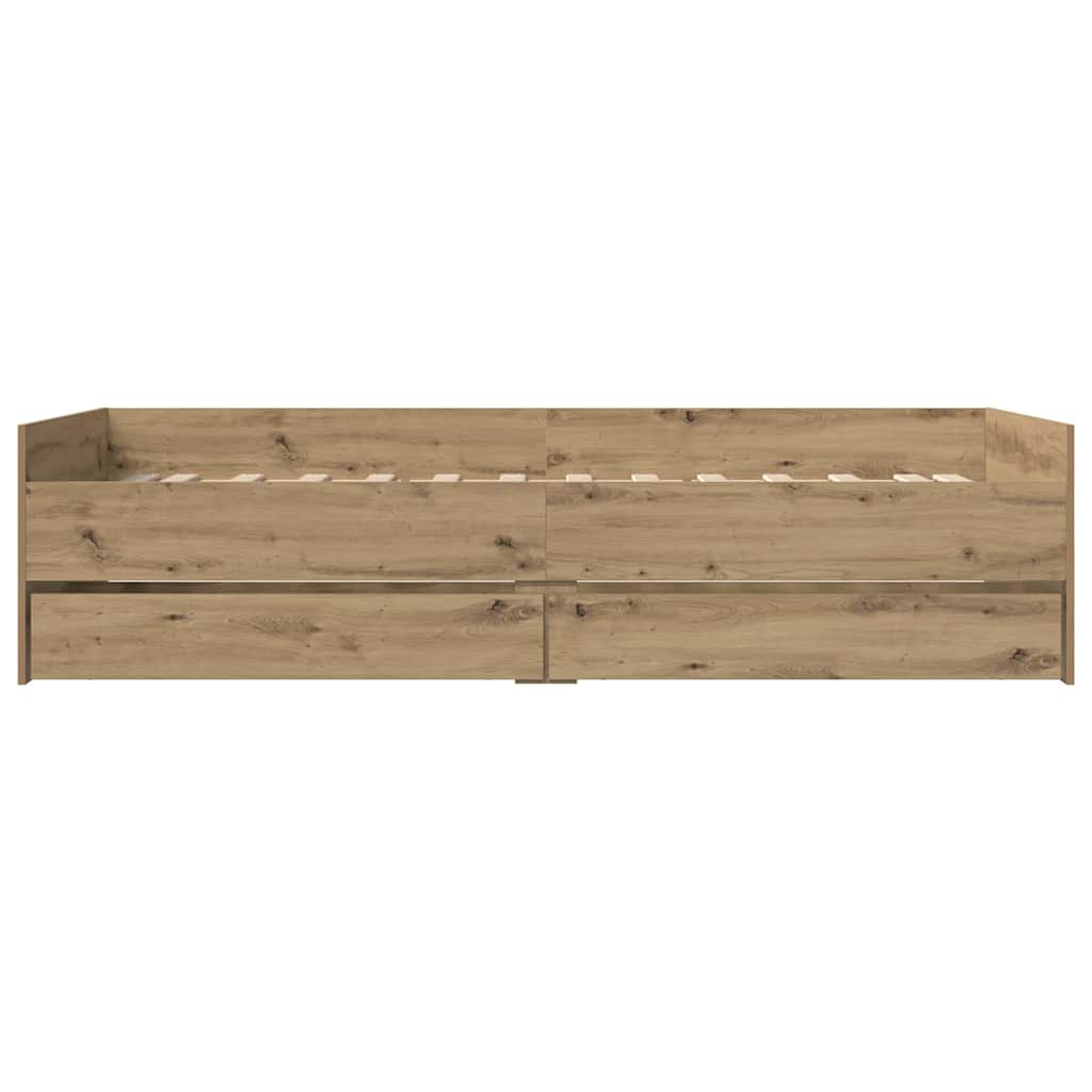 vidaXL Ramka łóżka Dąb rzemieślniczy 90 x 200 cm Lite drewno sosnowe