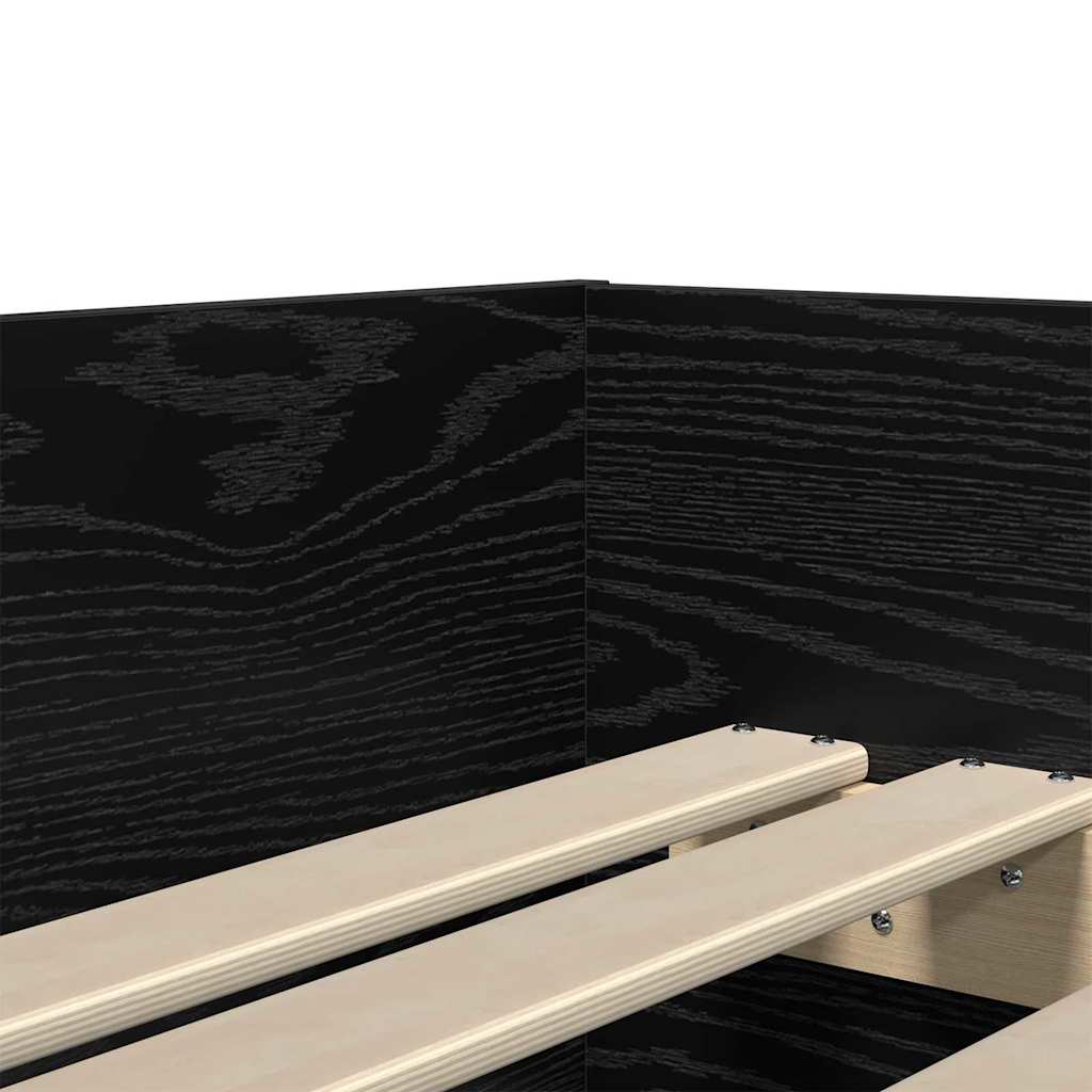 vidaXL Ramka łóżka Czarny Dąb 90 x 200 cm Lite drewno sosnowe
