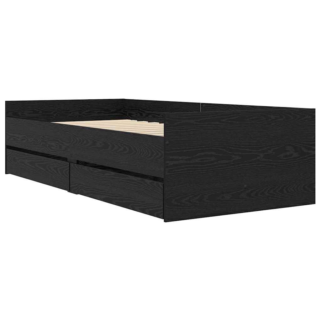 vidaXL Ramka łóżka Czarny Dąb 90 x 200 cm Lite drewno sosnowe