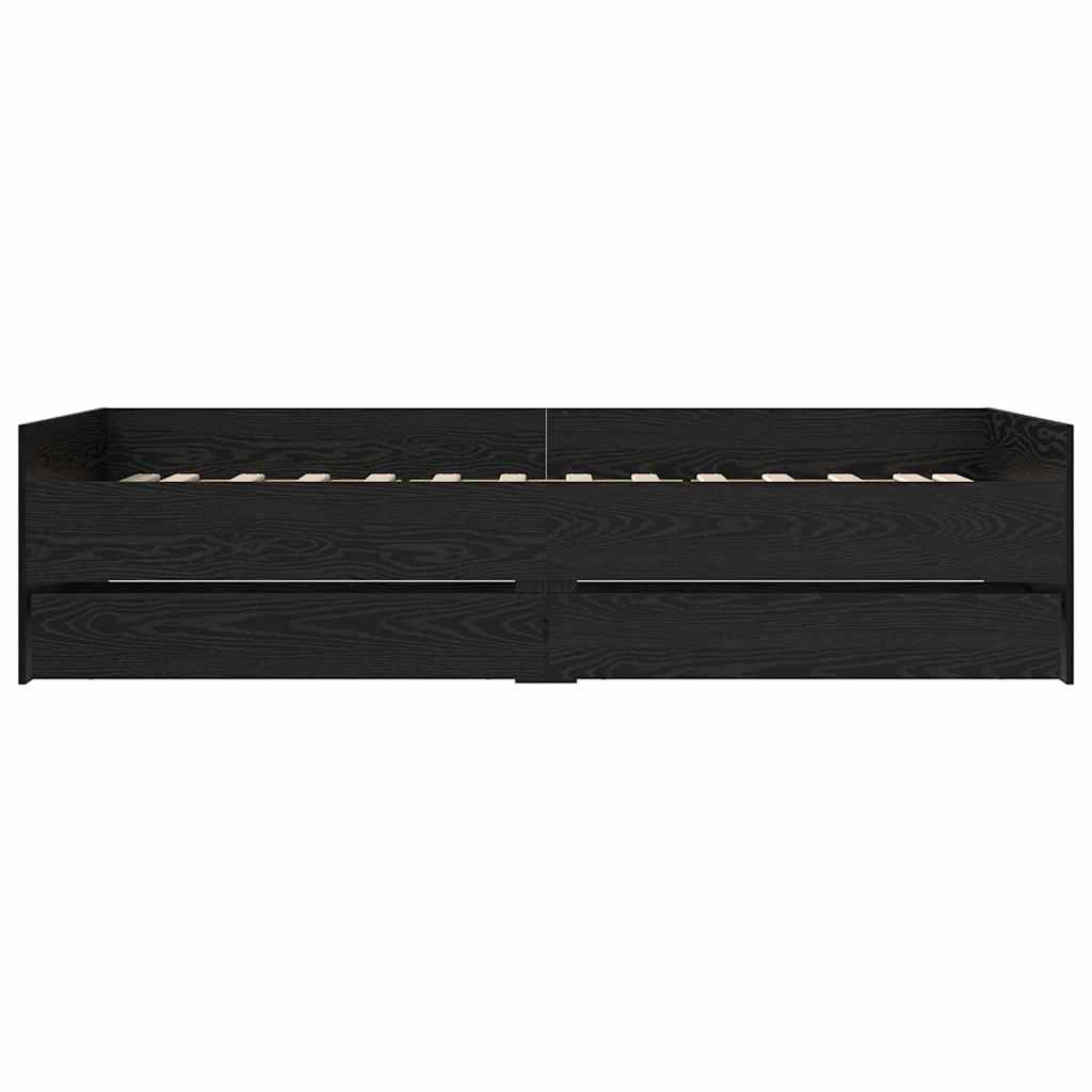 vidaXL Ramka łóżka Czarny Dąb 90 x 200 cm Lite drewno sosnowe