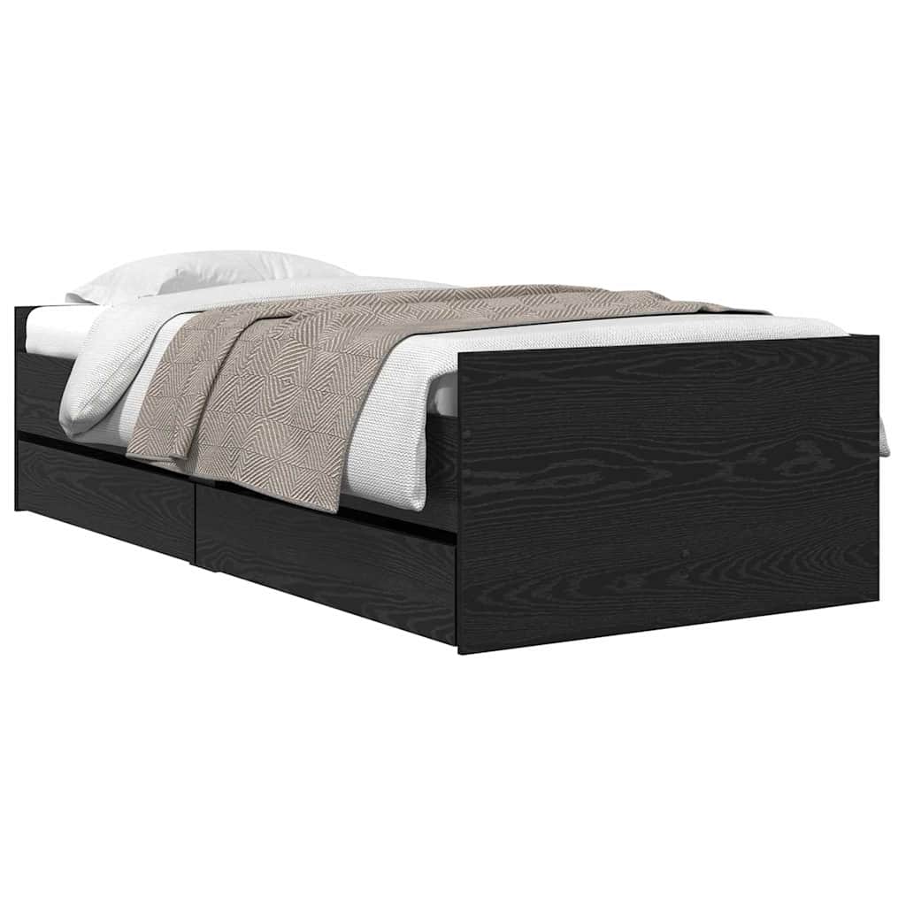 vidaXL Ramka łóżka Czarny Dąb 90 x 200 cm Lite drewno sosnowe