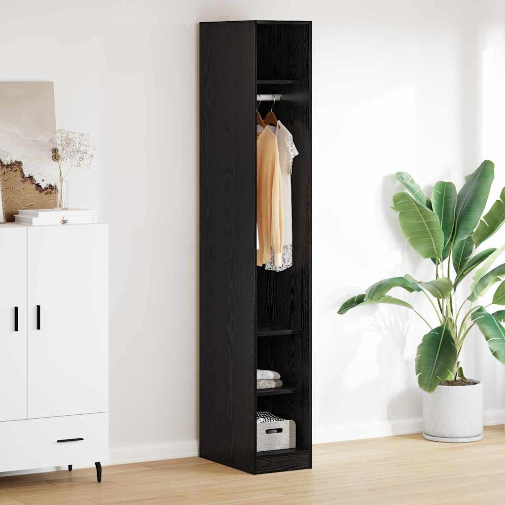 vidaXL Garderoba Czarny Dąb 50 x 30 x 200 cm Materiał drewnopochodny