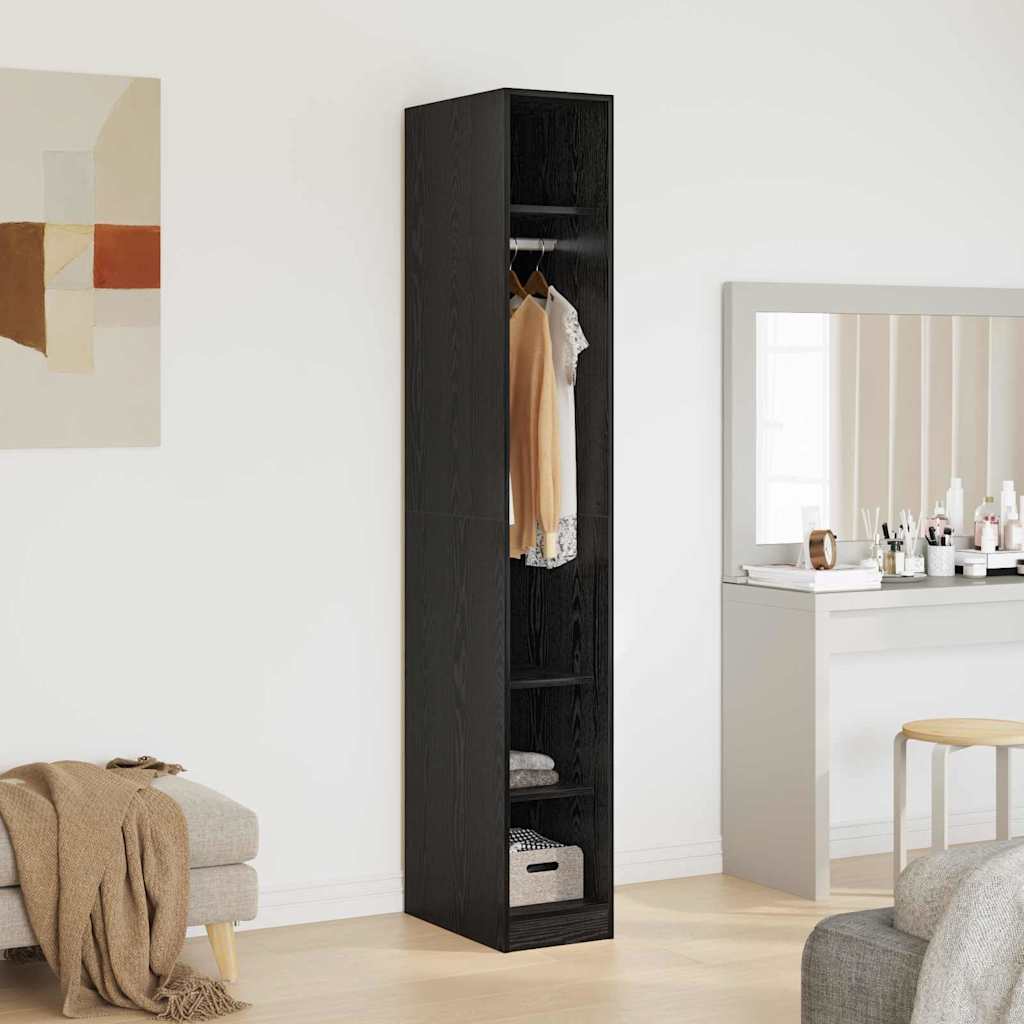 vidaXL Garderoba Czarny Dąb 50 x 30 x 200 cm Materiał drewnopochodny