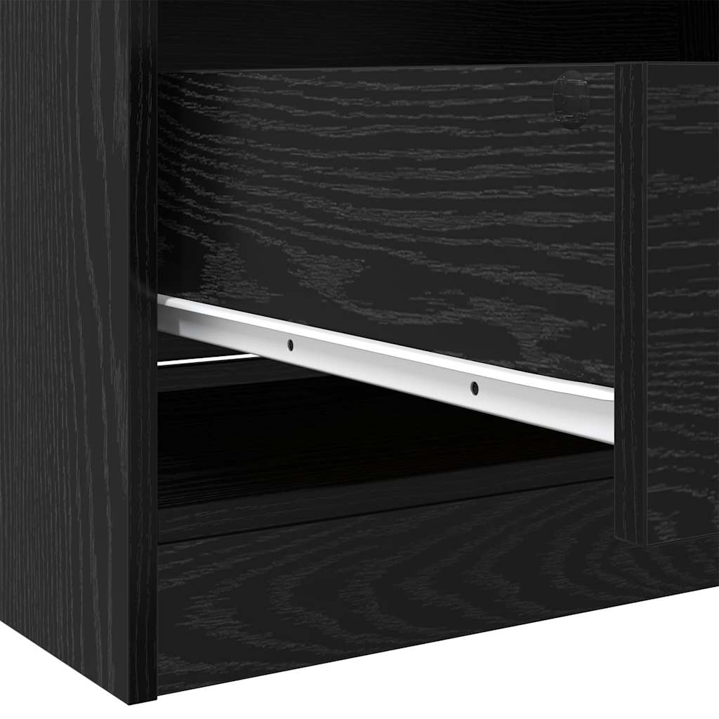 vidaXL Garderoba Czarny Dąb 50 x 30 x 200 cm Materiał drewnopochodny