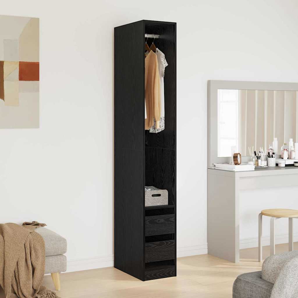 vidaXL Garderoba Czarny Dąb 50 x 30 x 200 cm Materiał drewnopochodny